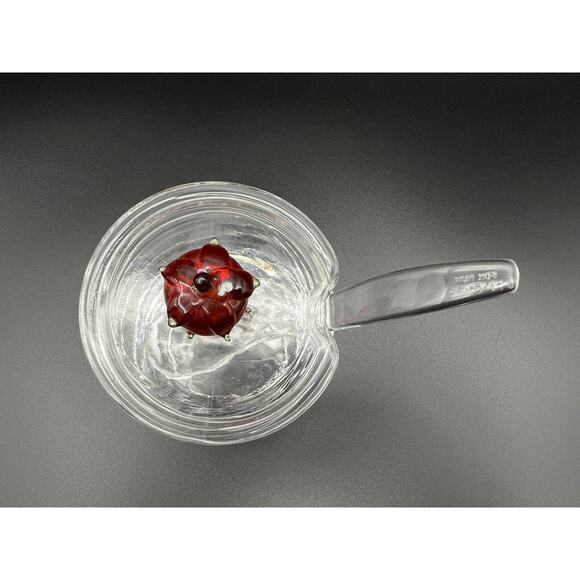 Vintage Clear Glass Jam Jelly Jar w Red Glass Strawberry Finial - Picture 3 of 11